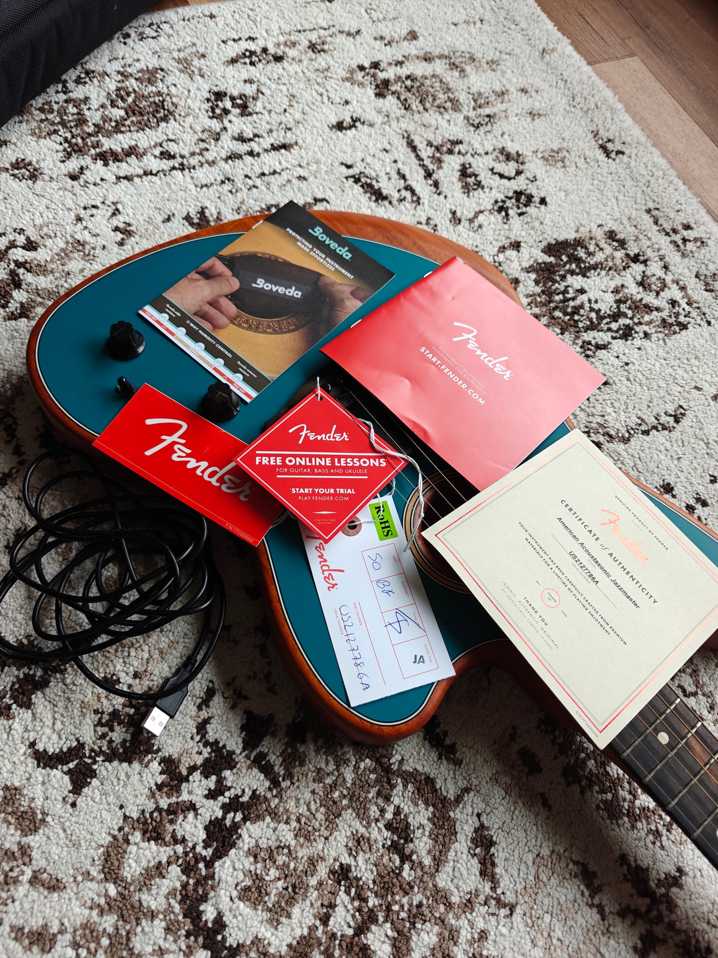 Fender Acoustasonic American Jazzmaster Ocean Turqouise (neu wie)